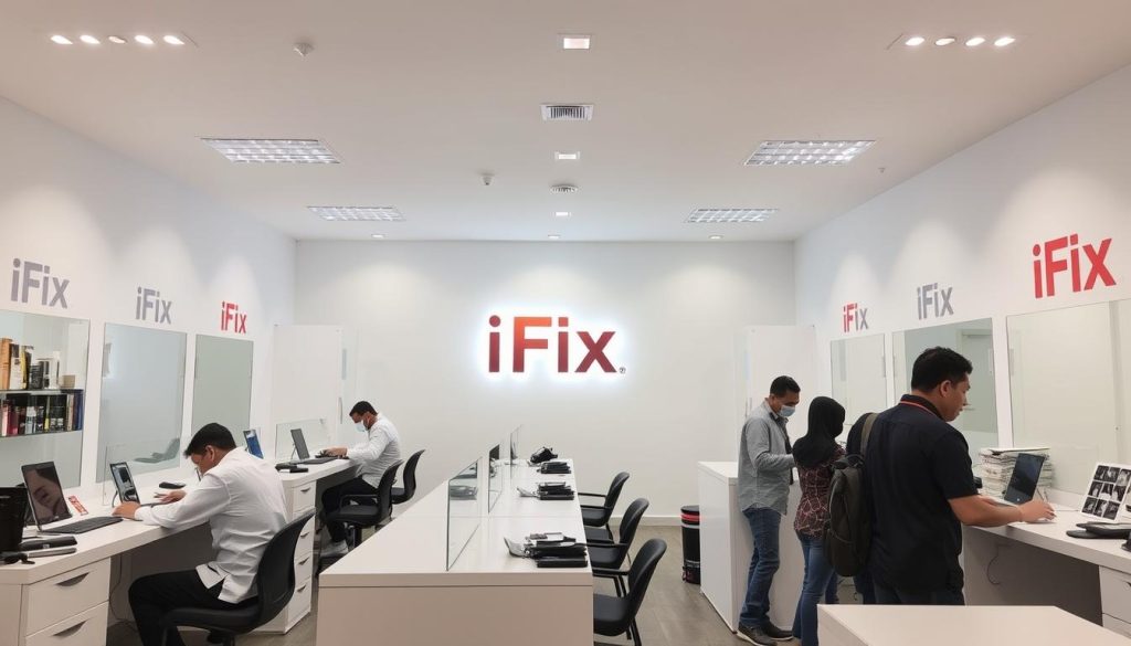 iFix India's Koramangala service center in Bangalore with technicians working on iPhone repairs iFix India's Koramangala service center in Bangalore with technicians working on iPhone repairs