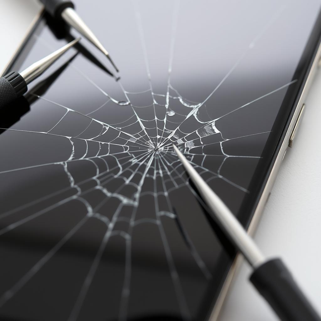 iPhone with cracked screen being repaired at iFix India Bangalore iPhone with cracked screen being repaired at iFix India Bangalore