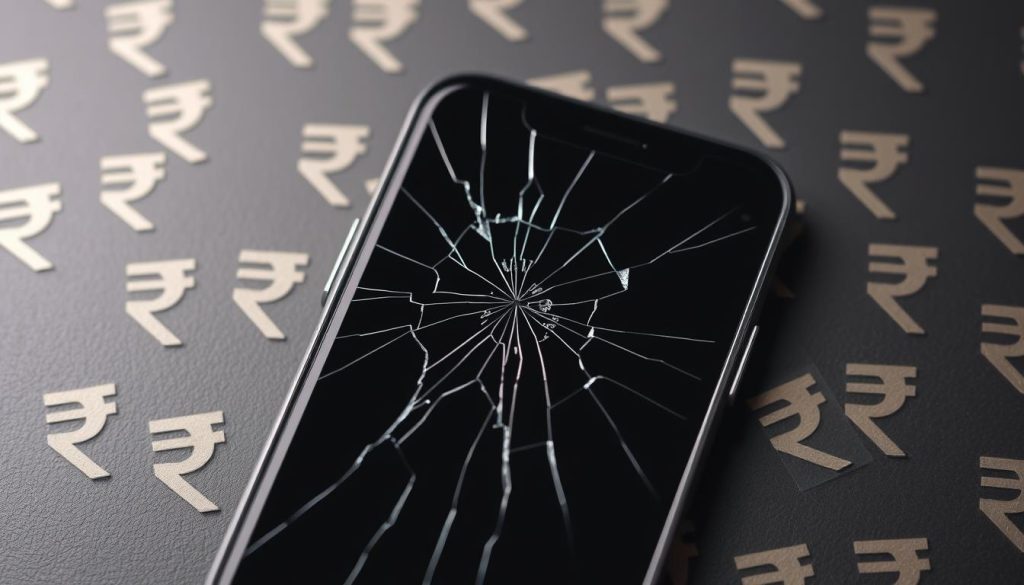 Cracked iPhone screen needing replacement in India