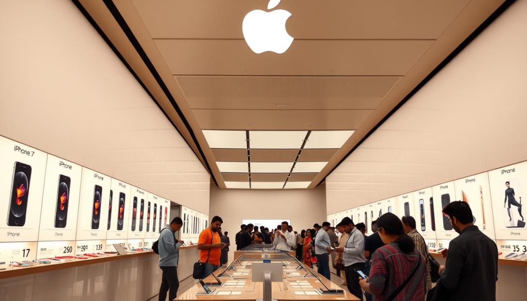 iPhone 17 displayed in an Apple Store in India with pricing in rupees iPhone 17 displayed in an Apple Store in India with pricing in rupees