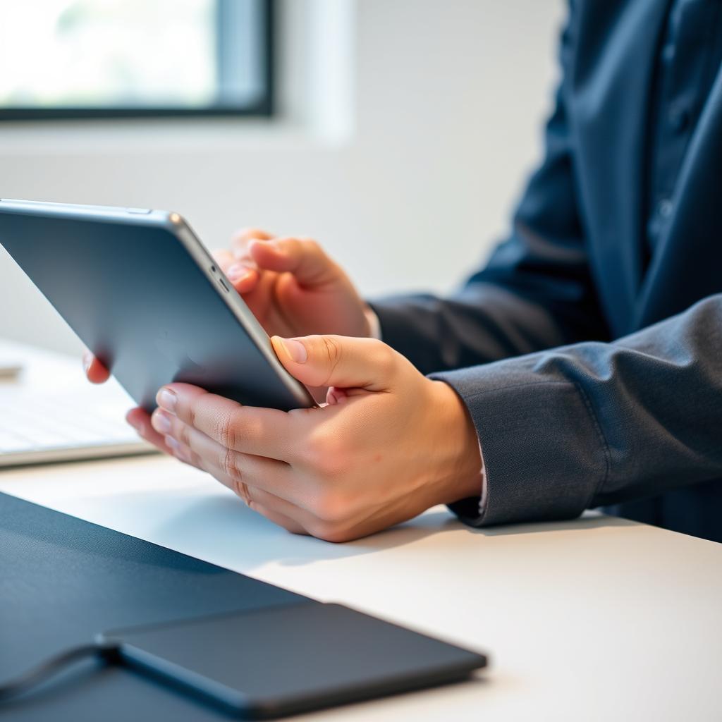 Person carefully handling iPad showing proper usage to avoid iPad screen replacement Person carefully handling iPad showing proper usage to avoid iPad screen replacement