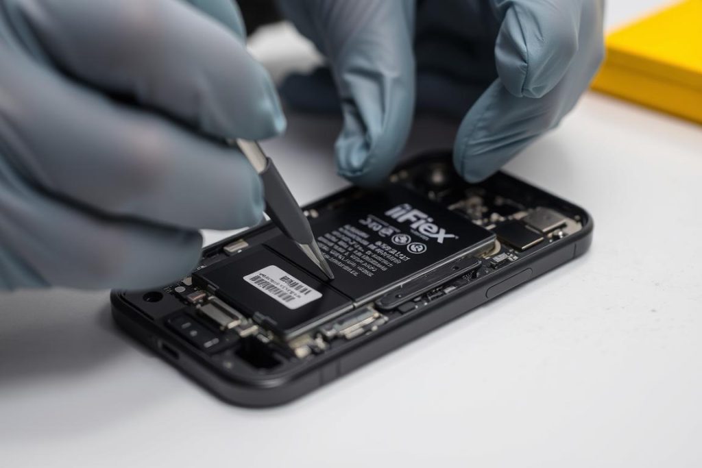iFix India technician replacing iPhone battery with professional tools