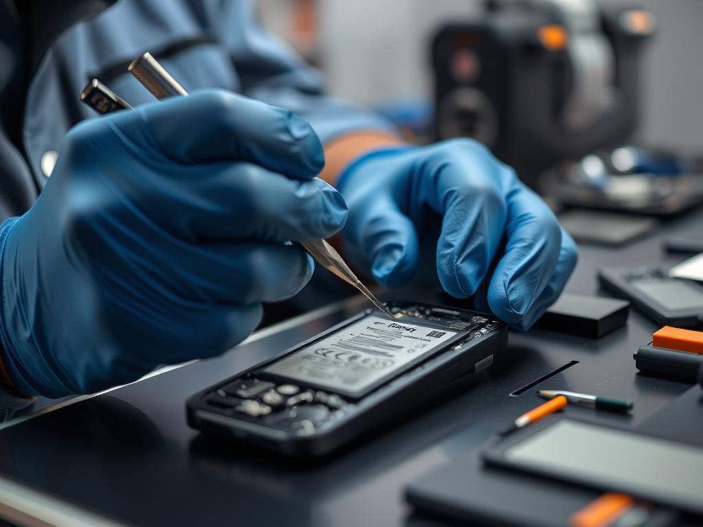 iPhone battery replacement being performed by a technician in India