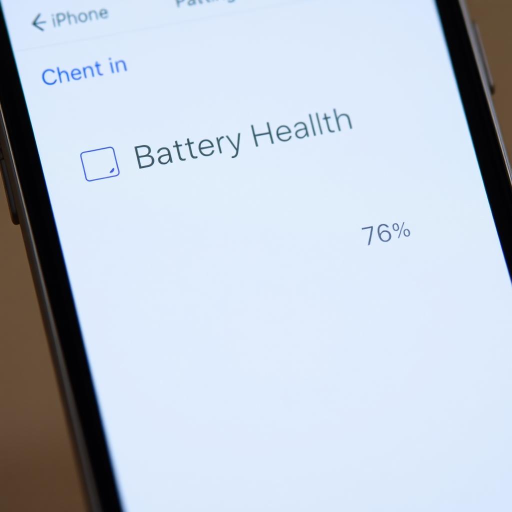 iPhone screen showing battery health at 76% capacity