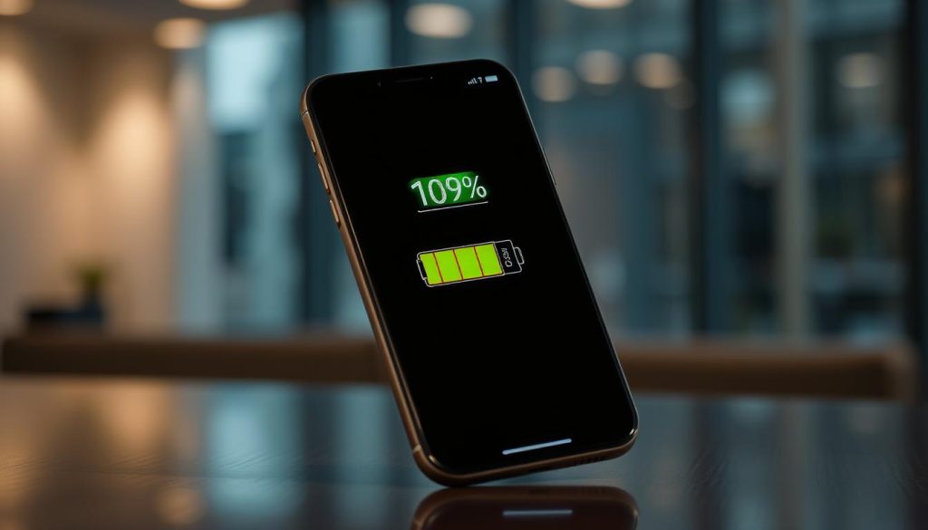iPhone with low battery indicator showing 10% battery life