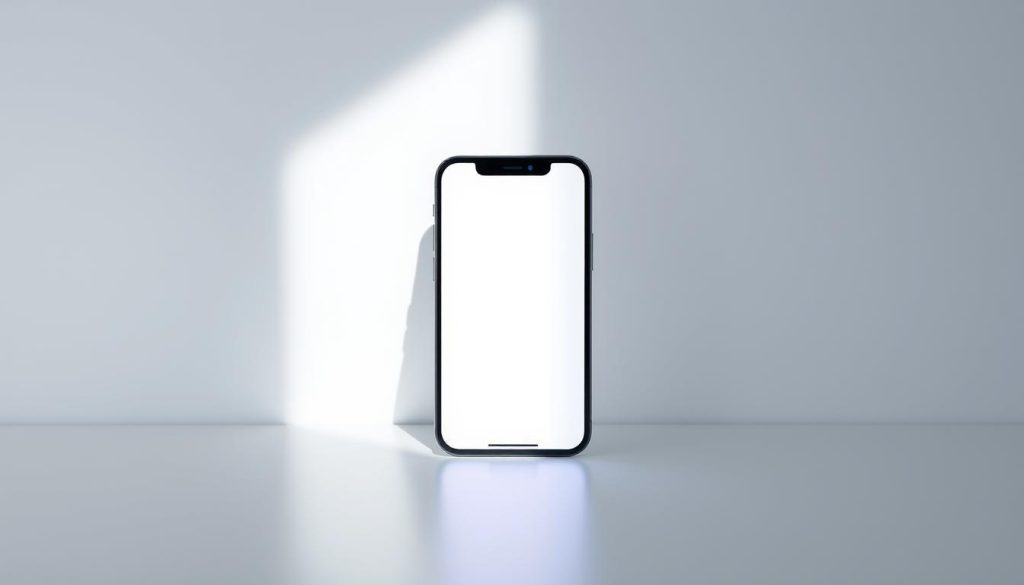 A sleek, modern iPhone 16 screen displayed against a clean, minimalist background. The screen is centered and filling the frame, showcasing the high-resolution Retina display with vibrant colors and crisp details. The device is positioned at a slight angle, casting a subtle shadow that adds depth and dimension. The lighting is soft and diffused, creating a professional, studio-like atmosphere. The overall mood is one of precision, technology, and understated elegance, reflecting the premium nature of the iPhone 16 and its screen repair cost.