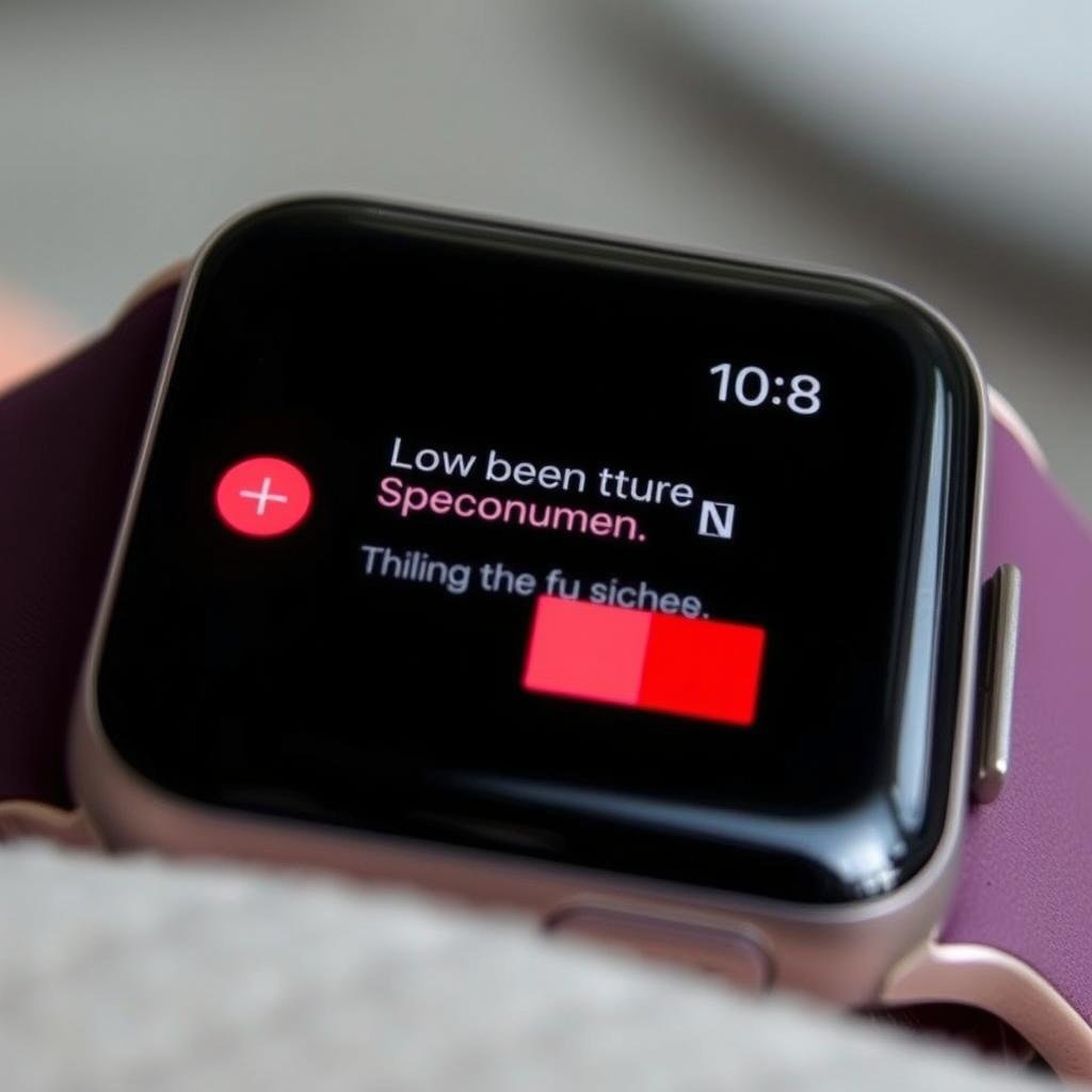 Apple Watch showing low battery warning with rapid battery drain