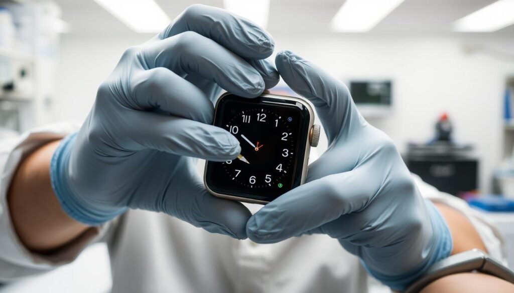Professional Apple Watch screen repair technician in India working on device