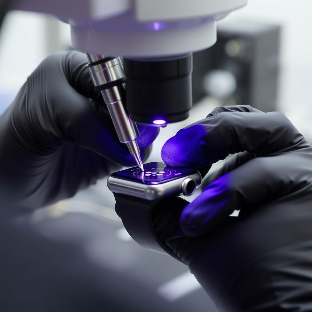 iFixIndia technician working on Apple Watch with professional tools