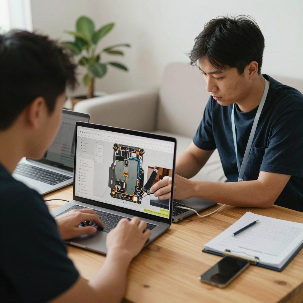 Customer working while MacBook is being repaired at home