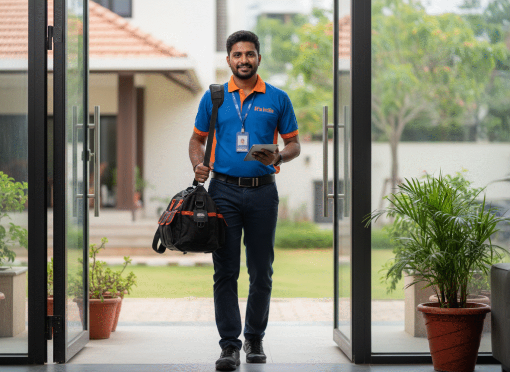 iFix India technician arriving at customer home in Bangalore iFix India technician arriving at customer home in Bangalore